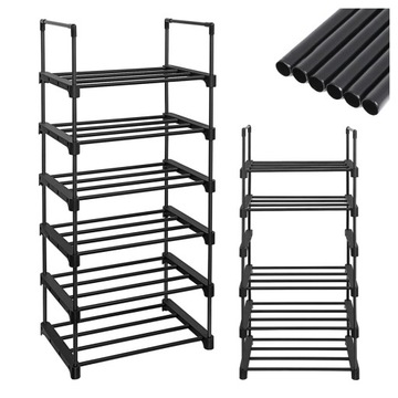Szafka MODUŁOWA stojak NA BUTY regał 6 POZIOMÓW 30x45x106 METALOWA CZARNA