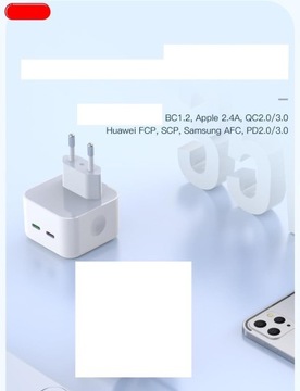 Зарядное устройство FAST Dual USB-C type C x 2 PD QC 3.0 35 Вт для Apple iPhone