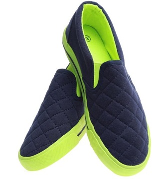 Wsuwane granatowe tenisówki trampki slip on buty damskie 15674 38