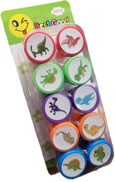 PLASTIKOWE STEMPLE ZESTAW 10 SZTUK DINOZAURY BLISTER STEMPELKI