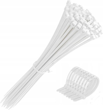 OPASKI ZACISKOWE KABLOWE do kabli TRYTYTKI białe mocne 140 x 3,6 mm 100szt