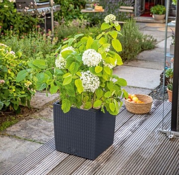 Вазон из ротанга DRTS225L Rato низкий + вставка Антрацит