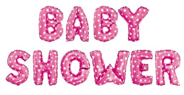 Balony foliowe napis BABY SHOWER różowy 40 cm