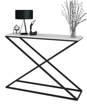 Loftowa Konsola X Przedpokój Metal 110x30x80 Czarna+Biały Mat