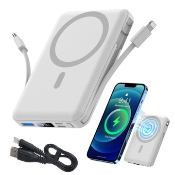 MAGNETYCZNY BEZPRZEWODOWY POWERBANK ŁADOWANIE INDUKCYJNE PD20W 10000MAH