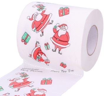Забавный рождественский подарок, рулон туалетной бумаги, Санта-Клаус и упаковка.