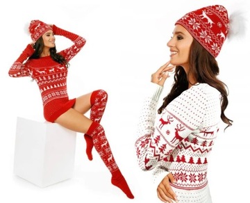 РОЖДЕСТВЕНСКИЙ КОМПЛЕКТ СВИТЕР НОСКИ ШАПКА БЕЛЫЙ РОЖДЕСТВЕНСКИЙ ПОДАРОК ​​+ БЕСПЛАТНО