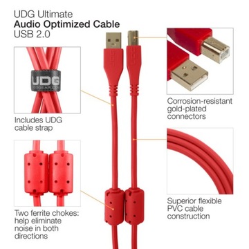 UDG Ultimate Audio Cable USB 2.0 A-B Red Straight 1m KABEL USB A-B