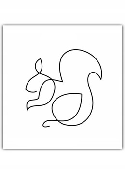 Plakat Line Art Wiewiórka 21x21 obrazek liniowy Ilustracja