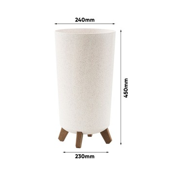 Высокий вазон на ножках Тубус, Белый Экологический