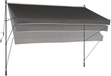 Markiza balkonowa tarasowa, rozporowa 350x150 cm bez wiercenia, antracyt