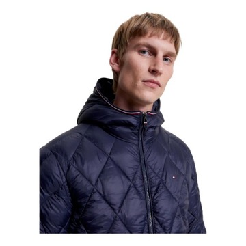 TOMMY HILFIGER KURTKA MĘSKA ZIMOWA QUILT RECYCLED HOODED JACKET GRANAT r.XL