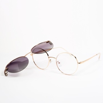 КРУГЛЫЕ СЕРЕБРЯНЫЕ ОЧКИ С СОЛНЦЕЗАЩИТНОЙ КРЫШКОЙ