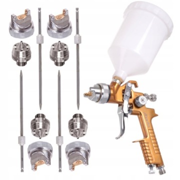 Lakovací pistole Hvlp 4x Tryska 1,4 mm 1,7 mm 2,0 mm 2,5 mm Nádrž 600 ml