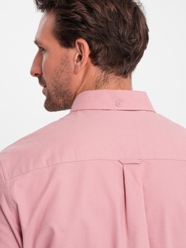 Pánska bavlnená košeľa REGULAR s vreckom ružová V3 OM-SHOS-0153 XL
