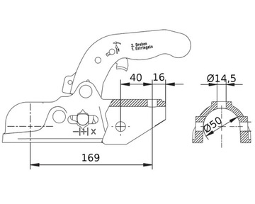 Шаровая сцепка KNOTT K27A M14 под круглое дышло 50 мм для прицепа 2700 кг.