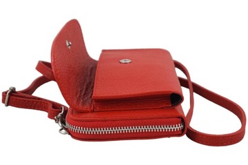 Skórzana torebka wizytowa czerwona etui na telefon - Barberini's 909-7