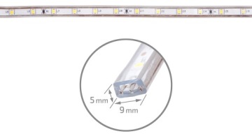 СВЕТОДИОДНАЯ ЛЕНТА 230В 2835/60 1М IP68 5ВТ ТЕПЛЫЙ БЕЛЫЙ