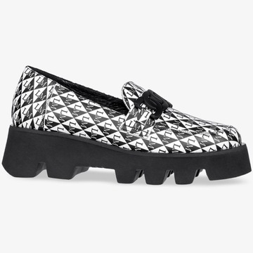 MOKASYNY DAMSKIE PÓŁBUTY SKÓRZANE NA PLATFORMIE 40