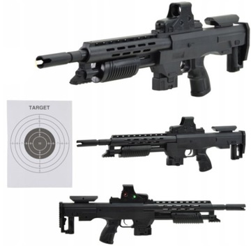 KARABIN LASER PISTOLET BROŃ ASG NA KULKI TŁUMIK