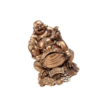 Śmiejący się Budda siedzący na pieniądzu