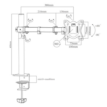Настольный поворотный кронштейн для ЖК-монитора 10-32