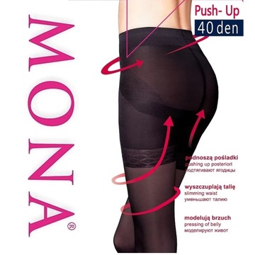Rajstopy Mona Push-Up 40 den 4-L Czarny
