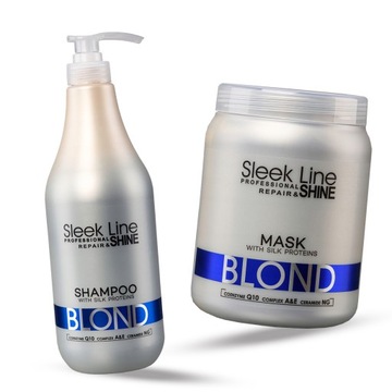 STAPIZ Sleek Line Blond Szampon + maska do włosów blond 1000ml z jedwabiem
