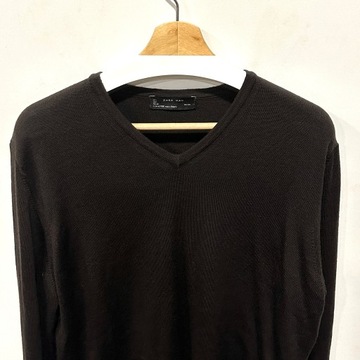 ZARA Klasyczny Brąz Sweter 100% Wełna L / M