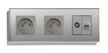 GNIAZDKO ELEKTRYCZNE SZKLANE POTRÓJNE TV/INTERNET RJ45 CAT 6