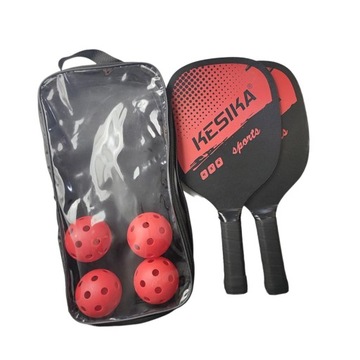 Pickleball Paddles Set Rackets Carry Bag Wood Red