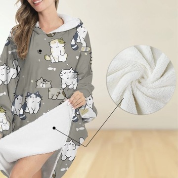 СВИТШОТ OVERSIZE ТЕПЛОЕ МЕХОВОЕ ОДЕЯЛО 2В1 ТОЛСТОГО XXL