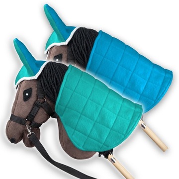 DERKA DWUSTRONNA I NAUSZNIKI DLA HOBBY HORSE SKIPPI MIĘTOWY I NIEBIESKI