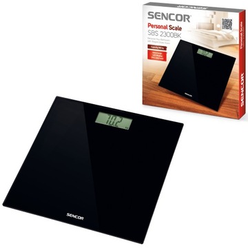 Waga łazienkowa elektroniczna do 150kg LCD szklana czarna Sencor SBS 2300BK