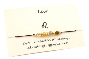 BRANSOLETKA znak ZODIAKU LEW amulet dla lwa cytryn