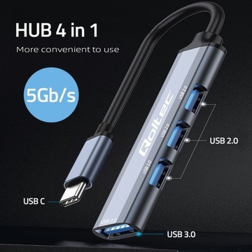 HUB USB-C 3.1 адаптер 4 в 1 | USB 3.0 | 3 порта USB 2.0