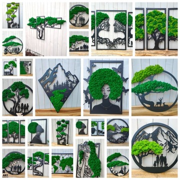 Дерево с мхом смелым с семейной семьей 50 см моховой царапин проект