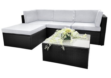 ZESTAW MEBLI DO OGRODU PUFA STÓŁ NAROŻNIK SOFA
