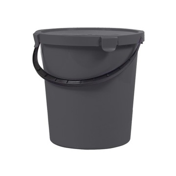 WIADRO Z POKRYWĄ ZAMYKANE NA KLIPSY SZARE 5 L