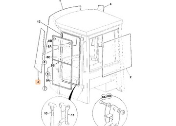 SZYBA BOCZNA PRZEDNIA LEWA 827/30469 JCB 411 411HT