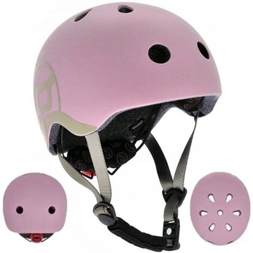 SCOOTANDRIDE KASK Dla Dzieci Regulowany Lampka LED XXS-S Rose Róż 1-5 lat