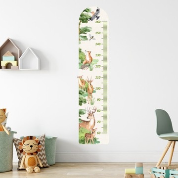 Наклейка на стену с диаграммой высоты лесные животные олень лиса