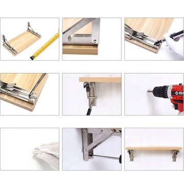 2X СКЛАДНАЯ ПОЛКА ВЕРХНЯЯ ОПОРА 40см 150кг СЕРЕБРЯНЫЙ