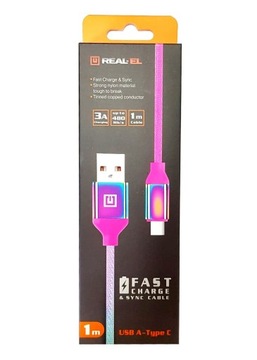 Кабель REAL-EL Premium USB A — USB Type C Rainbow