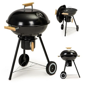 GRILL OGRODOWY węglowy z pokrywą OKRĄGŁY TRÓJNÓG NA KÓŁKACH POPIELNIK