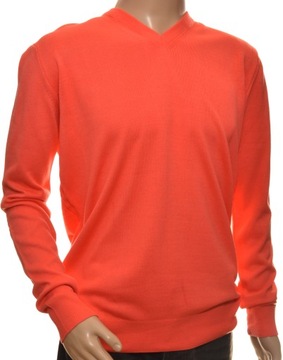 Sweter męski gładki szpic z kaszmirem XL orange