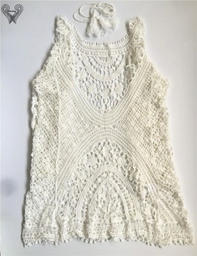 ТУНИКА ПЛЯЖНОЕ ПЛАТЬЕ КРУЖЕВНОЕ ПАРЕО БЕЛЫЙ/БЕЖЕВЫЙ