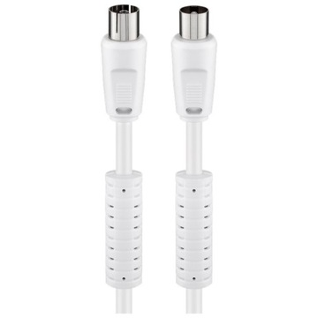 Kabel antenowy z ferrytem 80dB podwójnie ekranowany 2.5m biały Goobay