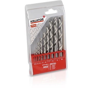 Wiertła do metalu zestaw komplet 10 sztuk 1-10mm