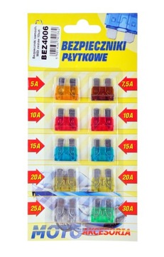 Bezpieczniki samochodowe MIDI 5A-30A zestaw 10 sztuk 12V-24V